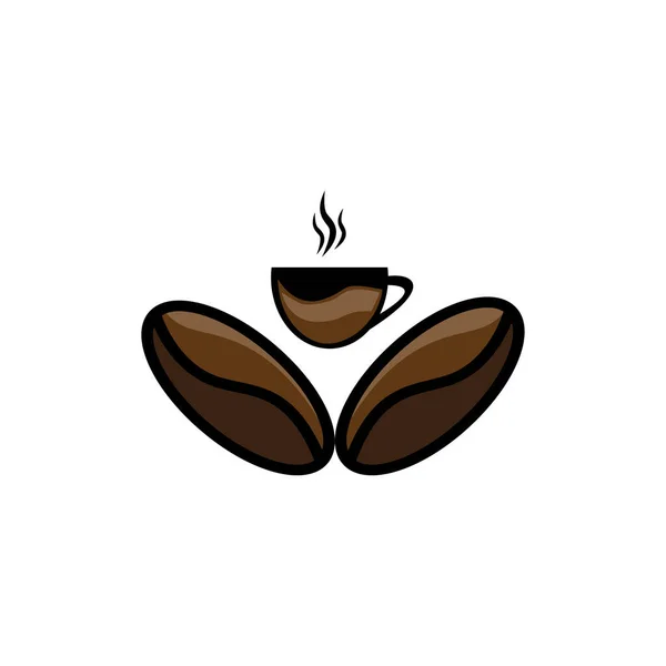 Kawa Czekolada Drink Logo Projekt Ilustracja Fasoli Wektor Filiżanki — Wektor stockowy