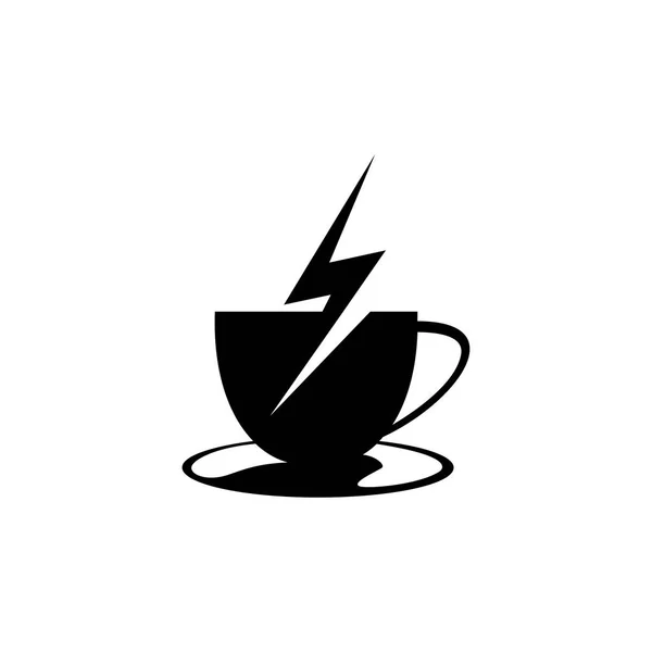 Kávé Villám Logó Kreatív Csésze Illusztráció Vektor Elvont Design — Stock Vector