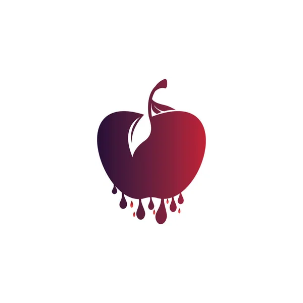 Taze Elma Simgesi Logo Tasarımı Vektör Çizimi — Stok Vektör