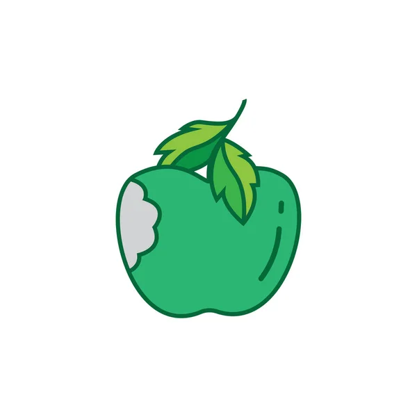 Yeşil Elma Meyve Ikonu Vektör Illüstrasyonu — Stok Vektör
