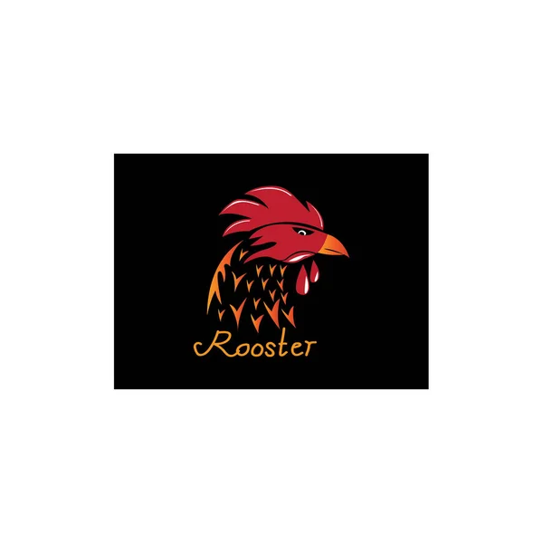Rooster Logo Design Vector Color Illustration — Stock Vector