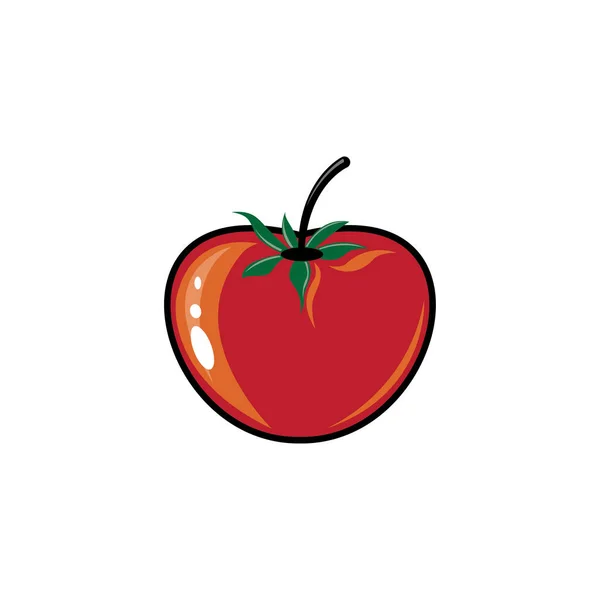 Domates Meyvesi Simgesi Logo Tasarımı Vektör Renk Çizimi — Stok Vektör