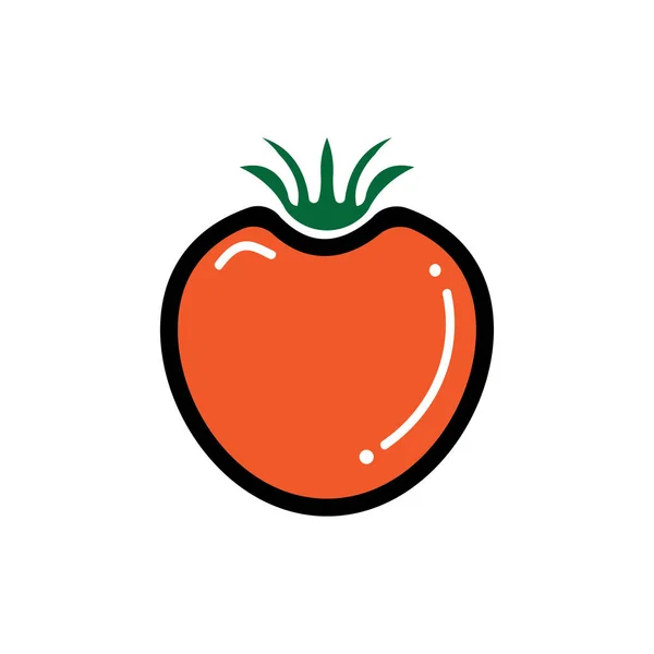 Domates Meyvesi Simgesi Logo Tasarımı Vektör Renk Çizimi — Stok Vektör