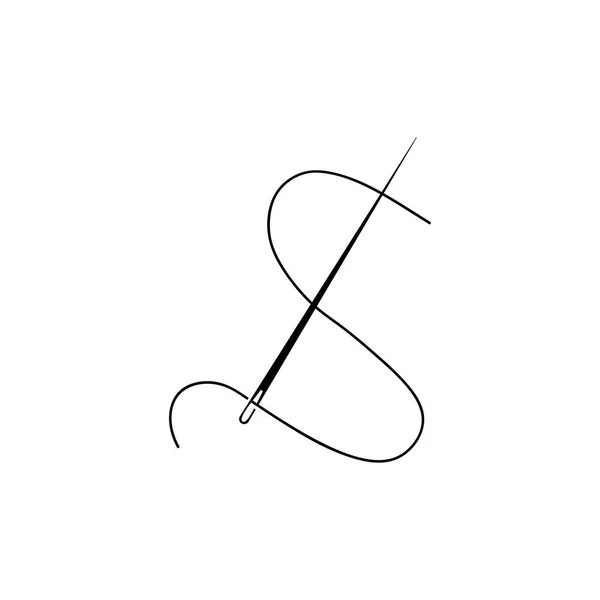 Písmeno Šití Jehly Logo Design Vektorové Čáry Ilustrace — Stockový vektor