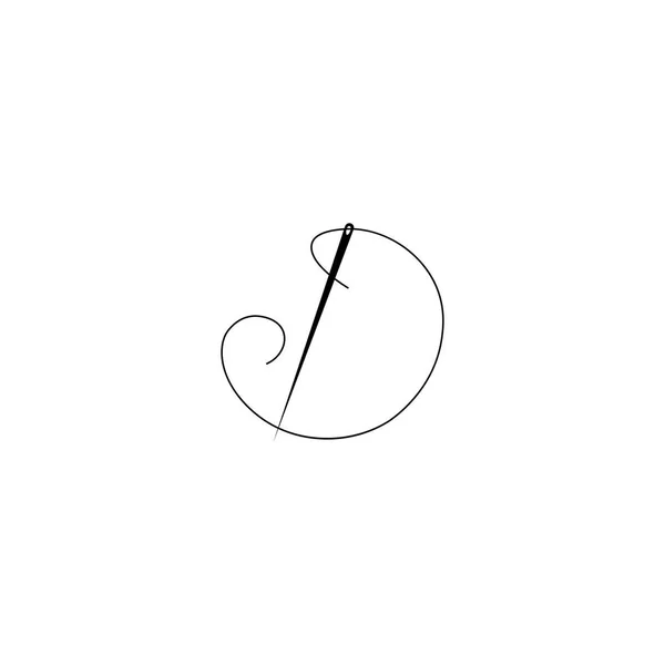 Lettre Aiguille Coudre Logo Design Art Vectoriel Ligne Illustration — Image vectorielle