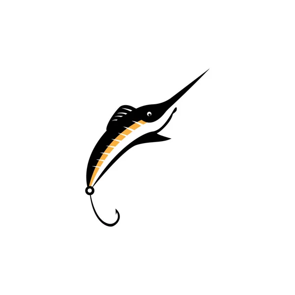 Gancho Pescado Pesca Logo Diseño Icono Vector Ilustración — Archivo Imágenes Vectoriales