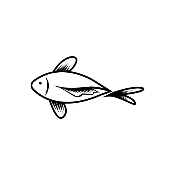 Koi Pesce Icona Logo Disegno Vettoriale Linea Illustrazione — Vettoriale Stock