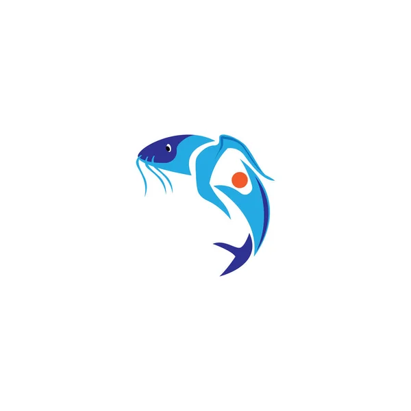 Glad Barn Fisk Logotyp Illustration Abstrakt Vektor Design — Stock vektor