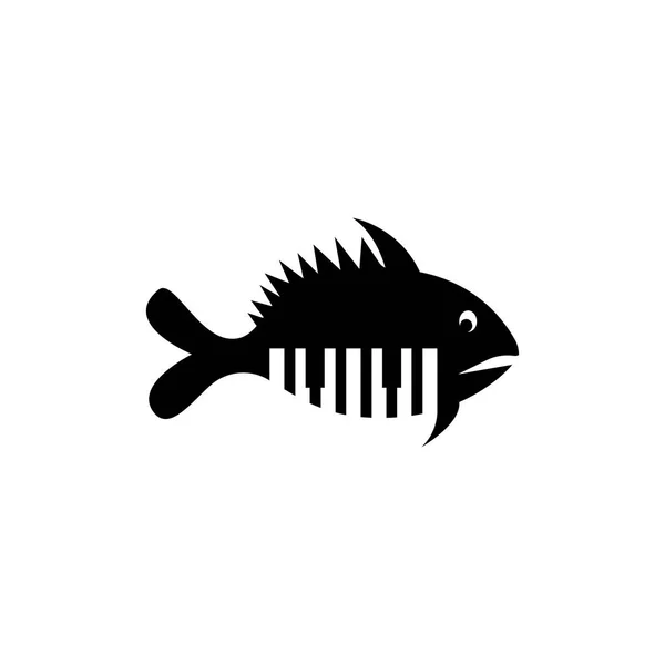 Рыба Дизайн Логотипа Иллюстрации Музыка Вектор Фортепиано Абстрактный — стоковый вектор