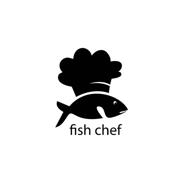 Σεφ Λογότυπο Ψάρια Αφηρημένο Καπέλο Διάνυσμα Εικονογράφηση Σχεδιασμό — Διανυσματικό Αρχείο