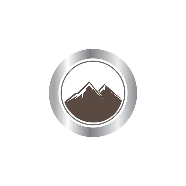 Montanha Logotipo Círculo Quadro Design Vetor Ilustração — Vetor de Stock