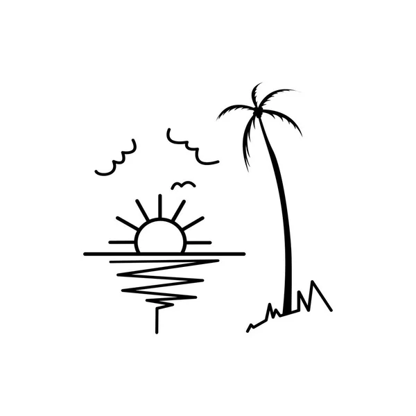 Sunset Logo Proste Naturalne Linia Wektor Ilustracja — Wektor stockowy