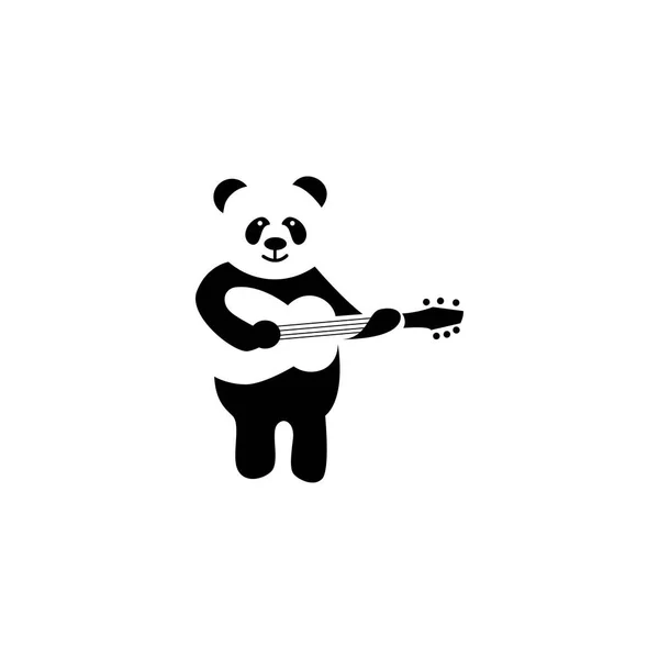 Logo Panda Musica Chitarra Illustrazione Vettoriale Illustrazione Disegno — Vettoriale Stock