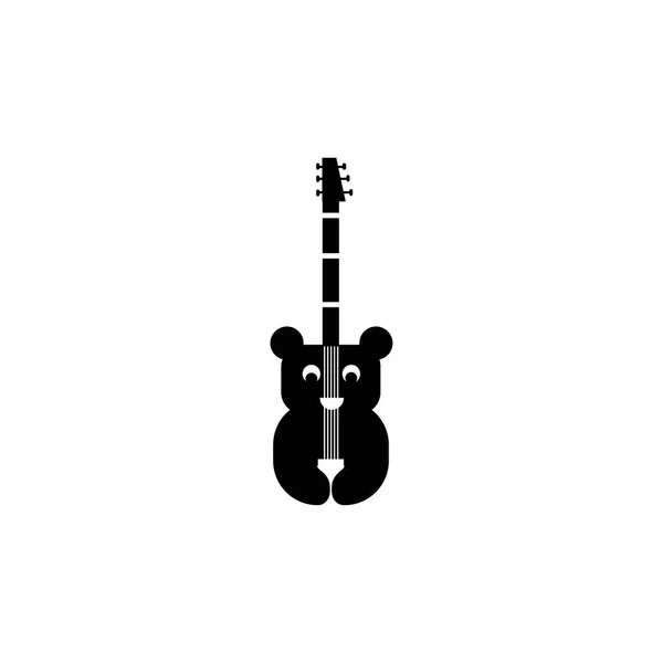 Panda Logosu Müzik Gitarı Illüstrasyon Vektör Tasarımı — Stok Vektör