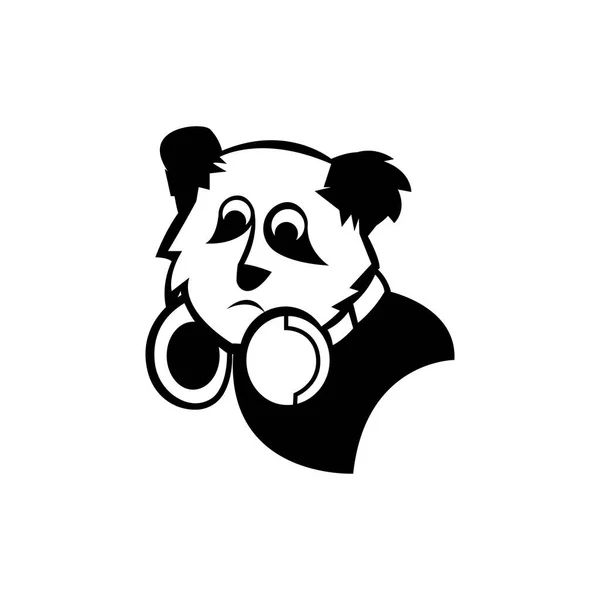 Panda Muziek Logo Illustratie Vector Illustratie Ontwerp — Stockvector