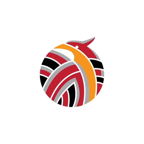 Vogel Bal Logo Ontwerp Cirkel Vector Illustratie — Stockvector