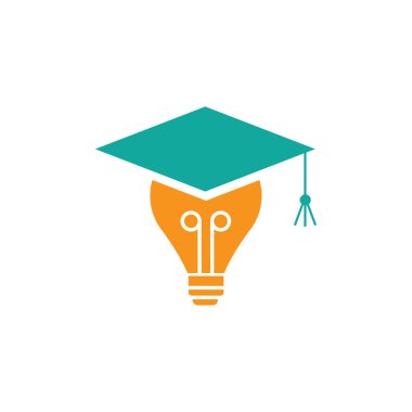 mezuniyet şapkası eğitim logosu enerji lambası illüstrasyon yaratıcı vektör soyut tasarım