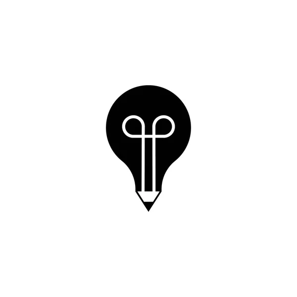 エネルギー教育ロゴ鉛筆電気ランプベクトルイラストデザイン — ストックベクタ