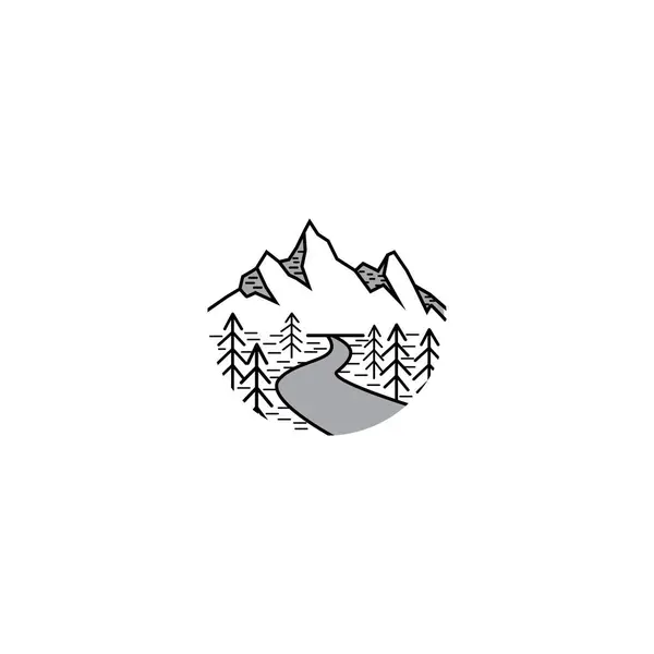 Berg Natur Logotyp Abstrakt Illustration Cirkel Vektor Design — Stock vektor