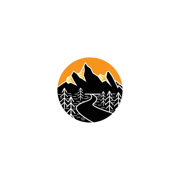 Naturaleza Montaña Logo Abstracto Ilustración Círculo Vector Diseño — Vector de stock