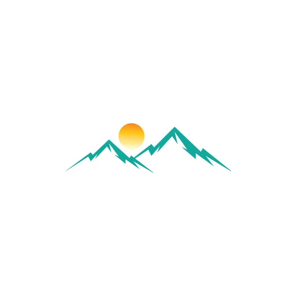 Sunrise Mountain Logo Design Abstract Nature Vector Illustration — Stock Vector