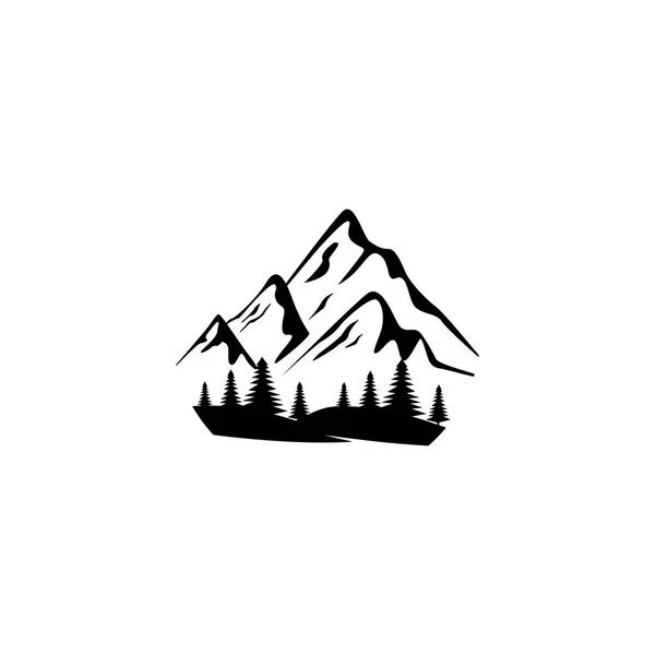 Berg Natur Logotyp Design Svart Abstrakt Vektor Illustration — Stock vektor