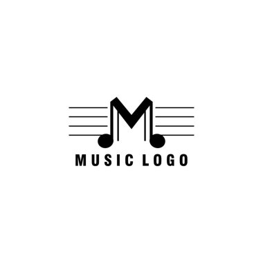 M harfi logo müzik enstrümanı vektör tasarımı