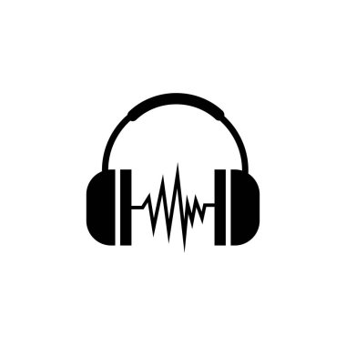 handset simgesi logo müzik enerjisi vektör tasarımı illüstrasyonu