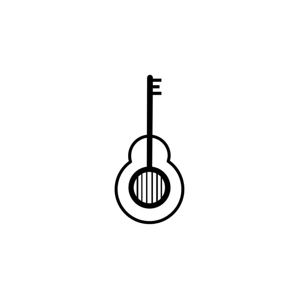 Дизайн Логотипа Гитары Абстрактная Черно Белая Векторная Иллюстрация — стоковый вектор