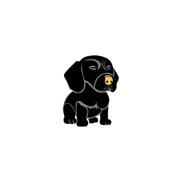 Icono Del Cachorro Logo Negro Vector Diseño Ilustración — Vector de stock