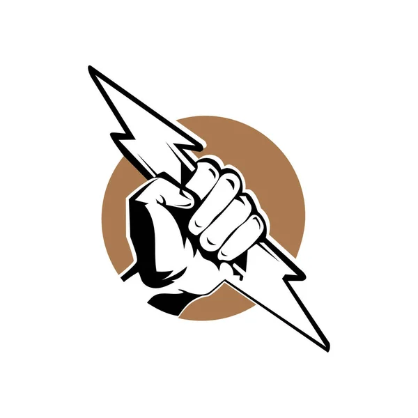 Dövüş logosu illüstrasyon gücü el maskotu tasarımı