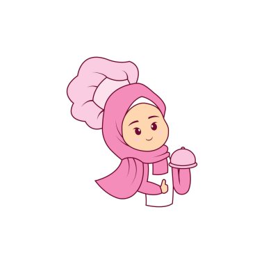 Şirin şef çizgi film restoran vektör çizimi tasarımı