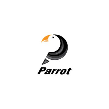 P harfi logo papağan tasarım şablonu çizim vektörü