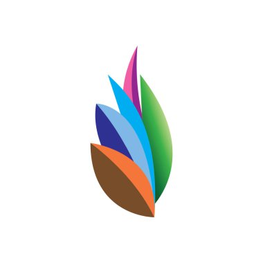 Yaprak rengi çiçek logosu kozmetik doğal tasarım illüstrasyon vektör elementi