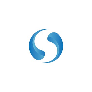S harfi logosu soyut su illüstrasyon vektör çember tasarımı