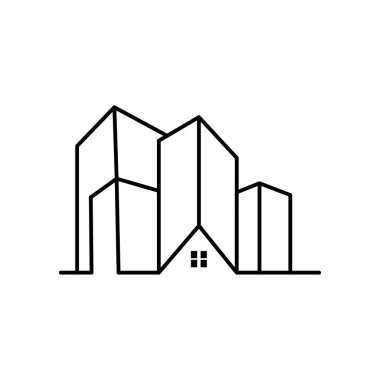 Şehir logo simgesi oluşturma çizgisi tasarım vektör manzara denizi