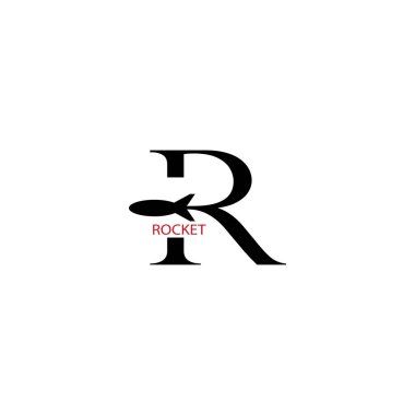 R harfi logo şablonu tasarım illüstrasyon roket şirketi
