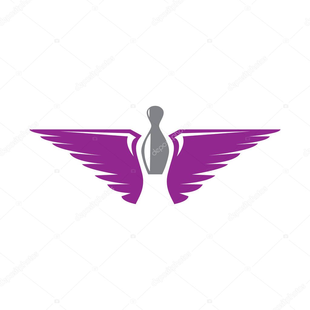 Bowling logo wings design illustration vector