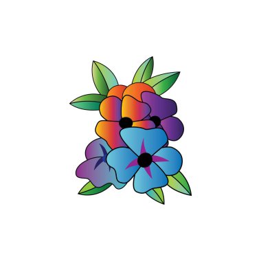 çiçek rengi simge logo tasarımı poster illüstrasyon vektörü