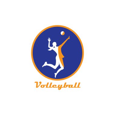 Voleybol logosu çizimi top yüzen soyut çember vektör tasarımı