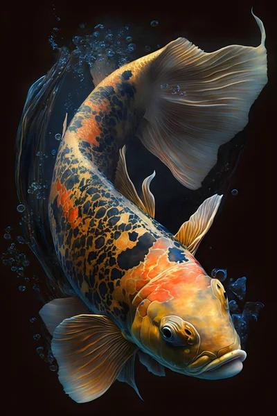 Image of beautiful koi fish in the water. Japanese national art.