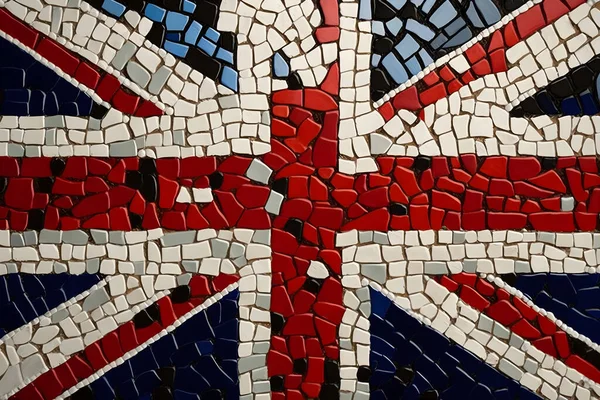 British flag in different designs, retro, futuristic, mosaic, abstract, cosmic, paper cut, Acrylic Pouring Swipe. Flag on farce and space cosmos. In royal crown