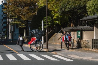 Japonya rickshaw turizm hizmeti Tokyo Japonya, Japonya 20 Kasım 2024 
