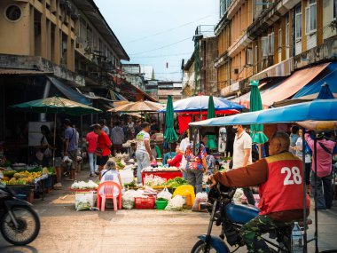 KhonKaen, Tayland - 17 Mart 2025: Sabah pazarı KhonKaen ilçe yerel halk yaşam tarzı Tayland ve Asya seyahati