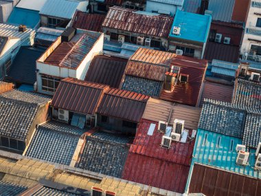 Renkli Çatı Çeşitliliği Yapısı Eski Şehir Yerleşim Mimarisi ayrıntıları 