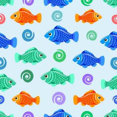 Aquarium fish will decorate any interior with their beauty, sea, ocean, water, seaweed, vector, seamless pattern, colored, art, illustration, background, isolated clipart