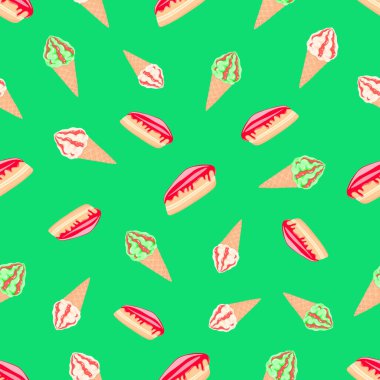 Cheesecake ve dondurma, insanları ayırt etmek için en iyi tatlıdır, tatlı, şekerci, şeker, vektör, illüstrasyon, izole edilmiş, arka plan, sanat, reçel, waffle konisi