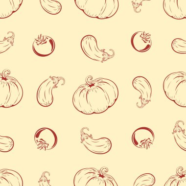 Sebzeler insan vücudu için vitamin bakımından zengindir, patlıcan, domates, tasarım, sanat, balkabağı, vektör, kusursuz desen 