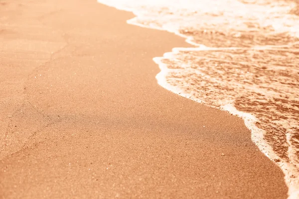 Valul Mării Pure Plaja Nisip Demonstrează Culoarea Anului 2024 Piersici Imagini stoc fără drepturi de autor