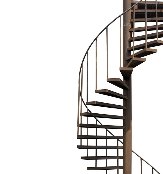 Antigua Escalera Caracol Metálica Sobre Fondo Blanco Aislado Con Camino —  Fotos de Stock